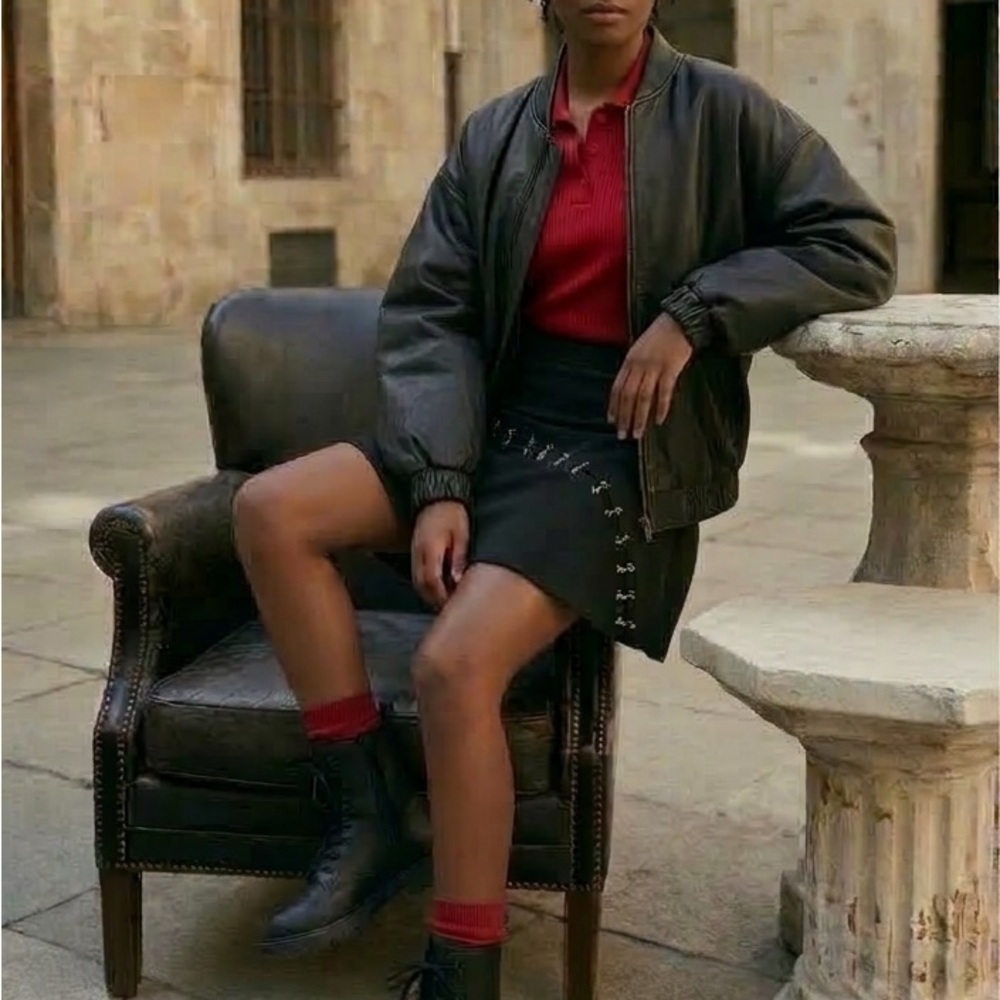 Zara Black Mini Skirt with Hook Detail